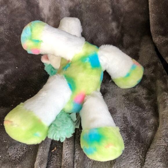 Pastel Unicorn Plush Aurora White 13" Green Tie Dye Floppy Stuffed Animal Toy - Picture 4 of 9